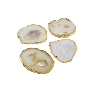 Gilded Stone Coasters Set of 4 Gold Trim