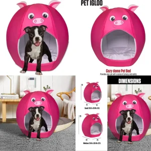 cozy igloo-style dog bed for medium pets with plush interior and pillow insert