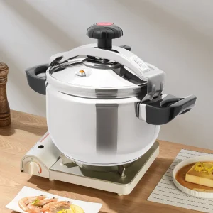 201 Stainless Steel 7L Silver Pressure Cooker, 24*28cm Round Pressure Cooker, Tabletop for Hotels, Restaurants