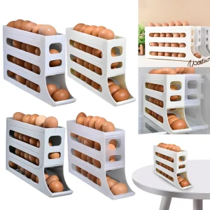 4 Layer Automatic Egg Roller Space Saving 30 Egg Container Egg Storage Box Rolling Egg Holder for Refrigerator Kichen Cabinet