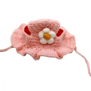 Pet Hat Hand-made Cat Hat Elastic Woven Cap  Puppy Kitten Headwear Knitted Hat Party Photo Shoot Props Decoration Cat Accessorie